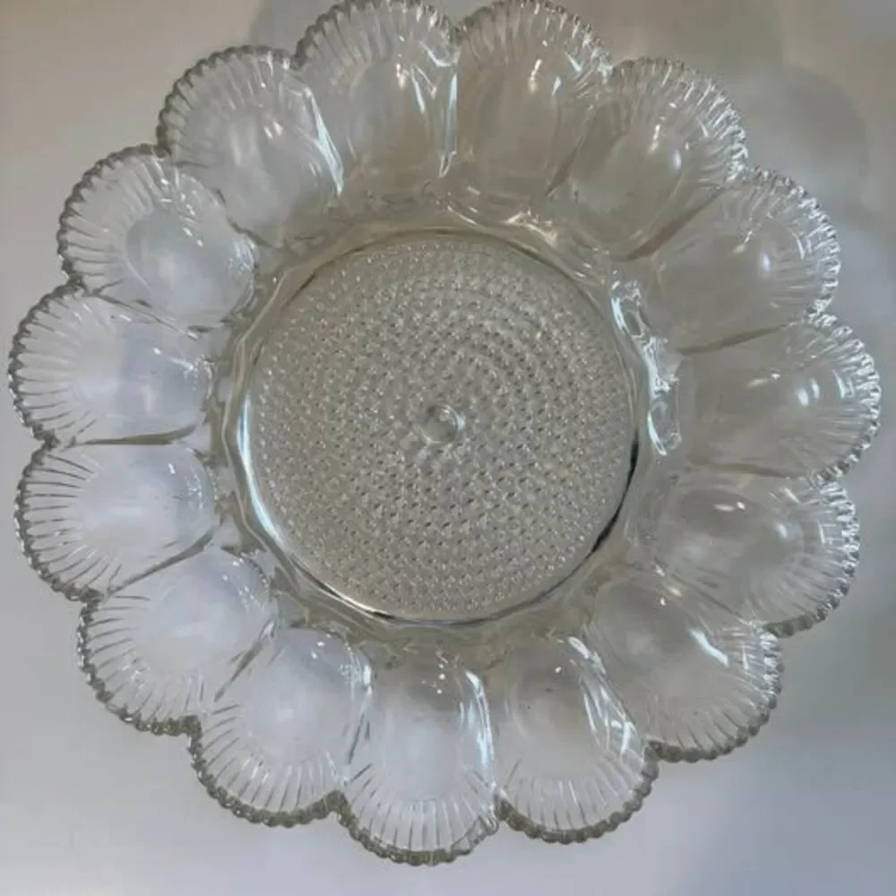Vintage Glass Deviled Egg Platter $10 Stamford